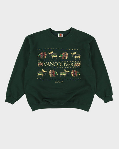 Vintage 90s Vancouver Canada Green Graphic Sweatshirt - M