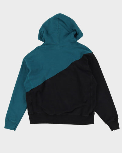 Champion 50/50 Split Design Reverse Weave Black / Green Hoodie - L