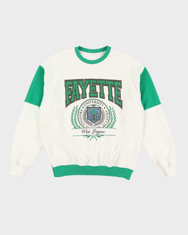 Vintage 90s Fayette College West League White / Green Oversized Sweatshirt - M