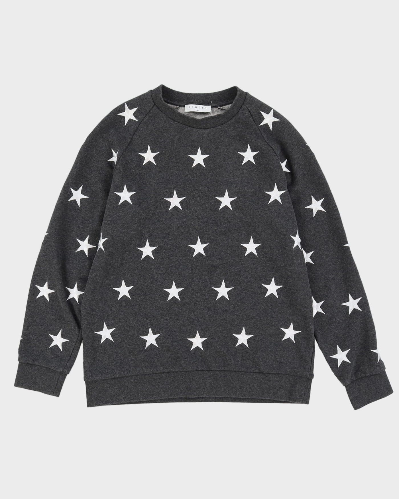 Sandro All Over Print Star Design Grey Sweatshirt - M