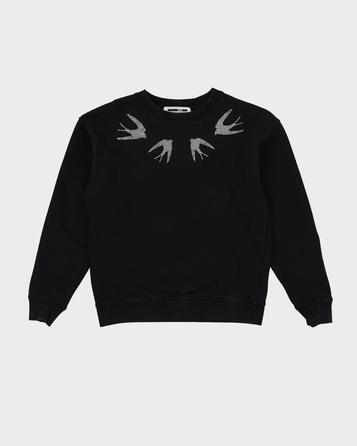 Mcq Alexander Mcqueen Sudadera Negra Con Estampado De Pájaros Xs