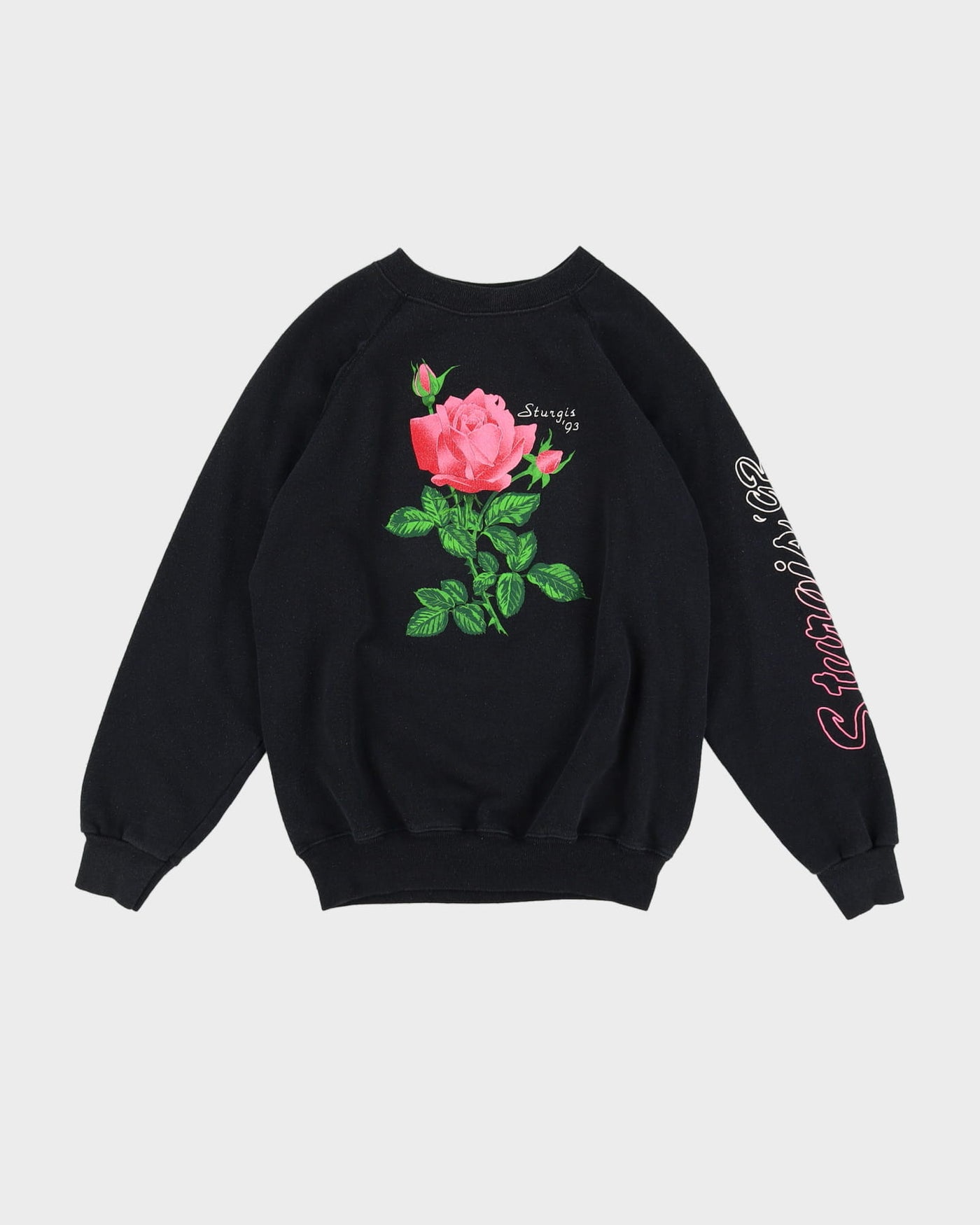 1993 Sturgis Floral Design Black Sweatshirt - S / M