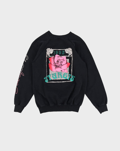 1993 Sturgis Floral Design Black Sweatshirt - S / M