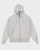 Vintage Champion Reverse Weave Grey Logo Full-Zip Hoodie - M