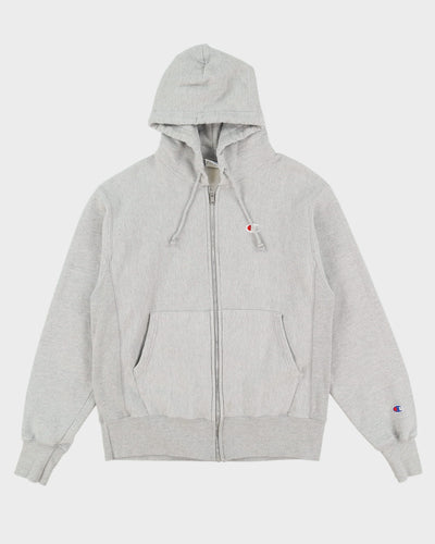 Vintage Champion Reverse Weave Grey Logo Full-Zip Hoodie - M