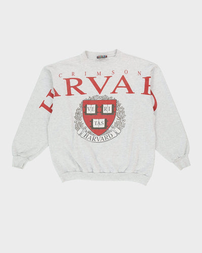 Vintage 90s Harvard Varsity / Collegiate Grey Big Logo Graphic Sweatshirt - XL