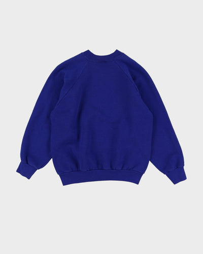 Vintage 90s La Mort Skeleton Graphic Blue Fruit Of The Loom Sweatshirt - M
