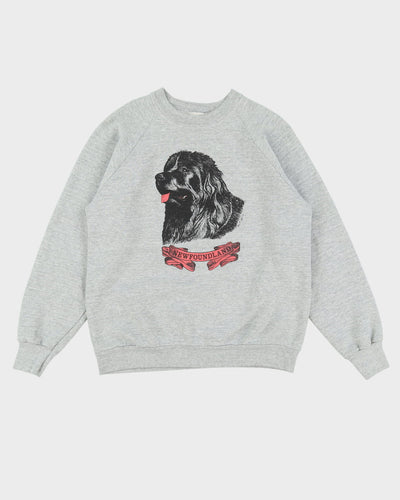Vintage 90s Newfoundland Grey Dog Graphic Sweatshirt - L