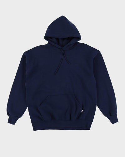 Vintage 90s Russell Athletic Blank Navy Hoodie - L