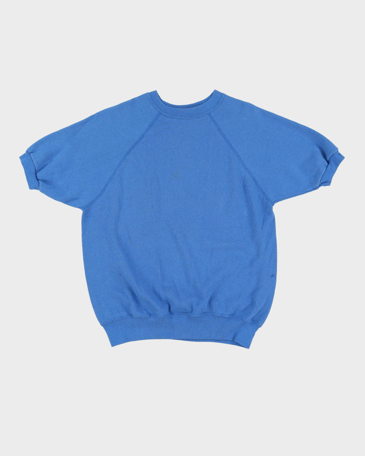 Vintage 90s Tultex Blank / Plain Blue Short Sleeve Sweatshirt - M