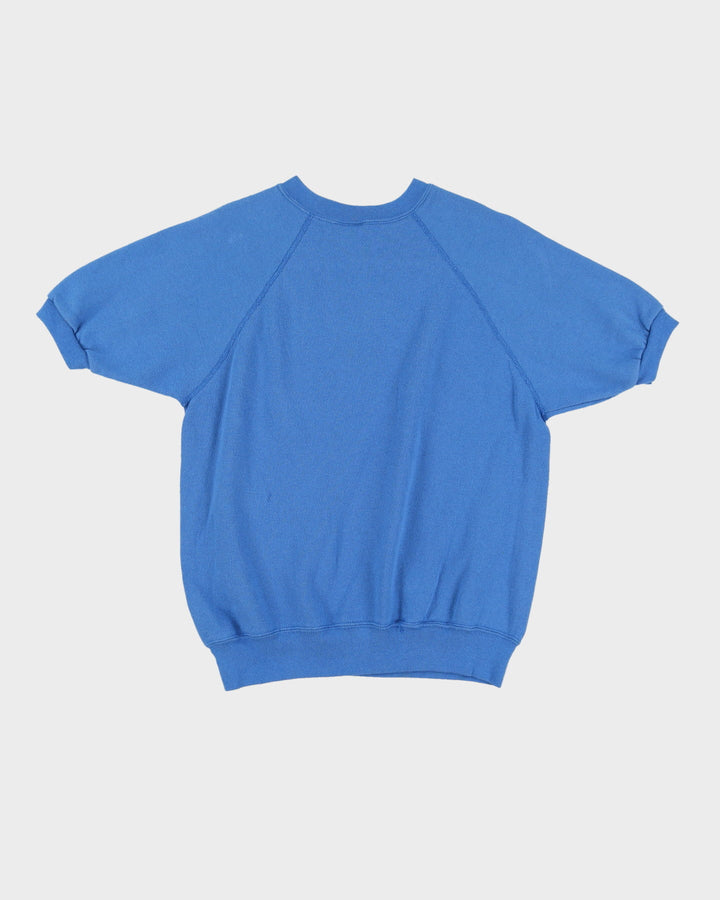 Vintage 90s Tultex Blank / Plain Blue Short Sleeve Sweatshirt - M