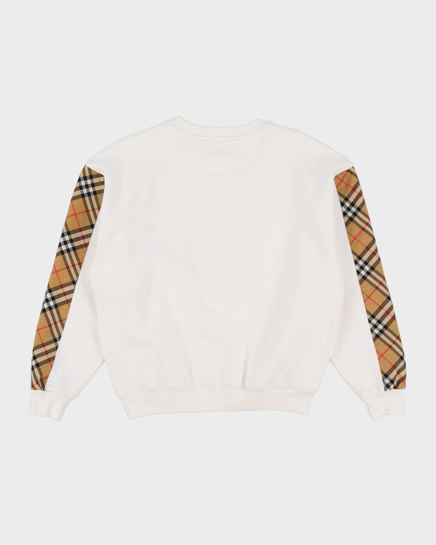 Burberry White Nova Check Sleeve Patterned Sweatshirt - M