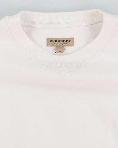 Burberry White Nova Check Sleeve Patterned Sweatshirt - M