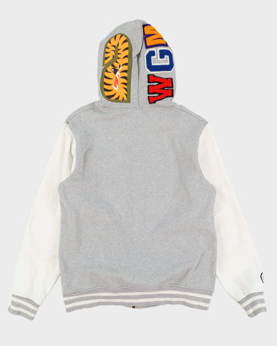 BAPE A Bathing Ape Grey Button Up Shark Hoodie - XL