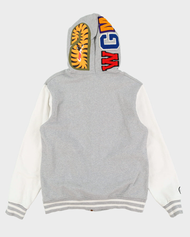 BAPE A Bathing Ape Grey Button Up Shark Hoodie - XL