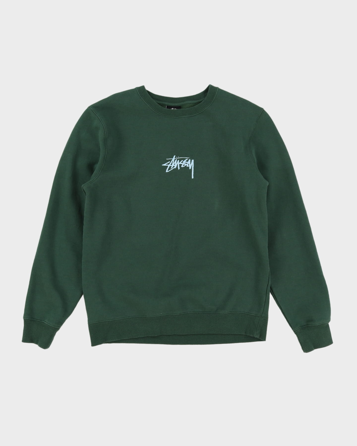 Stussy Embroidered Logo Green Sweatshirt - M