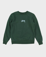 Stussy Embroidered Logo Green Sweatshirt - M