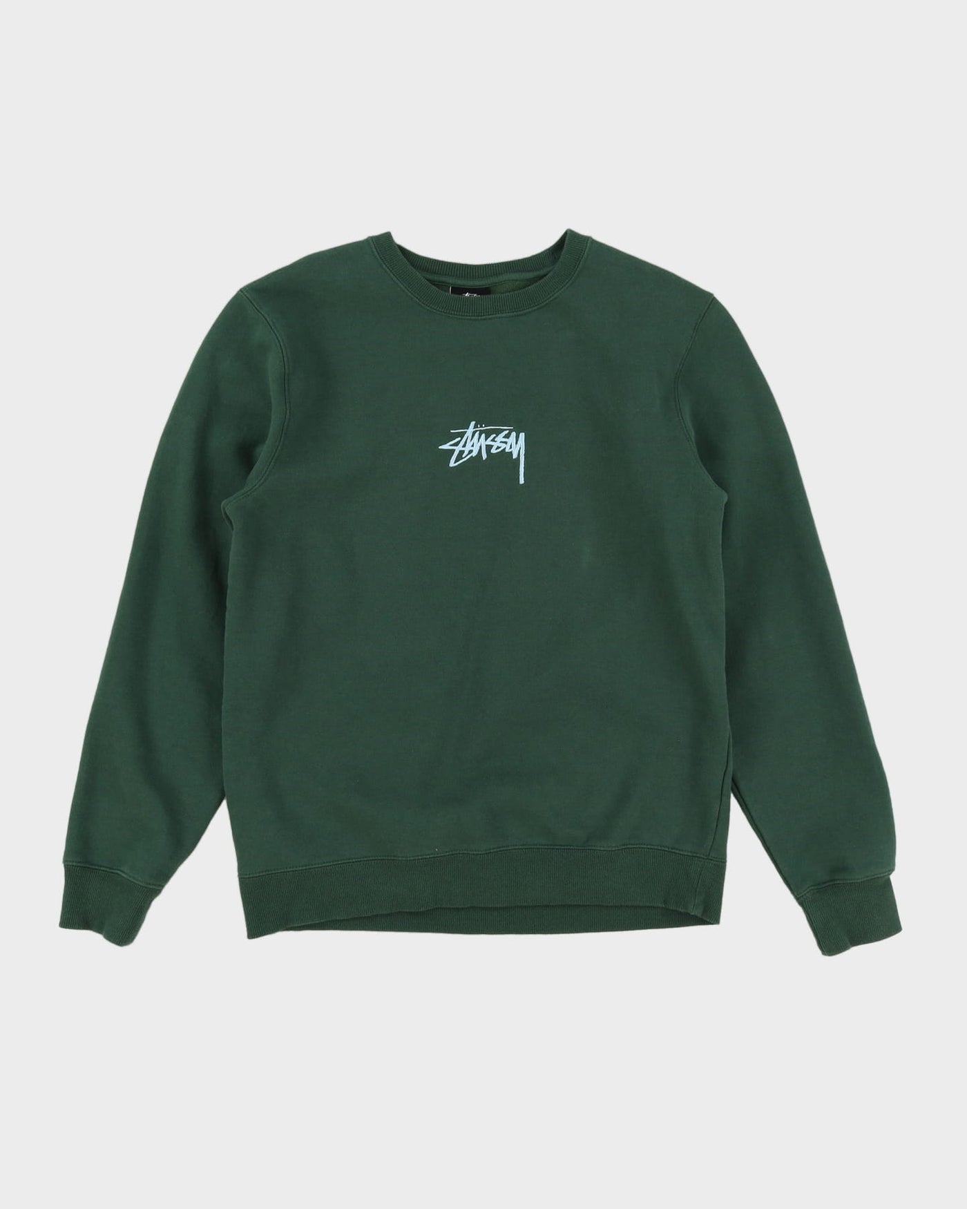 Stussy Embroidered Logo Green Sweatshirt - M