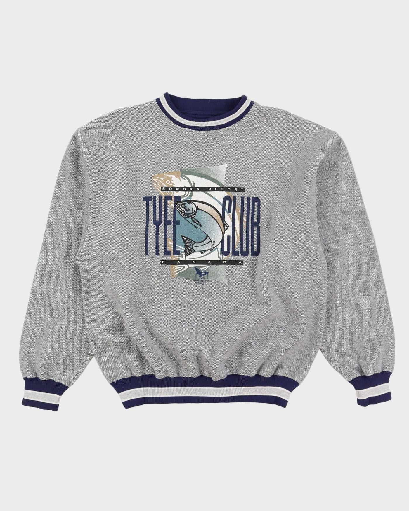Vintage 90s The Fish Club Oversized Grey / Navy Sweatshirt - XL