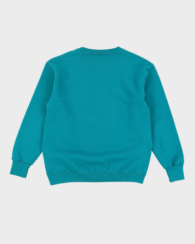 Vintage 1992 San Jose Sharks NHL Nutmeg Mills Turquoise / Blue Graphic Sweatshirt - M