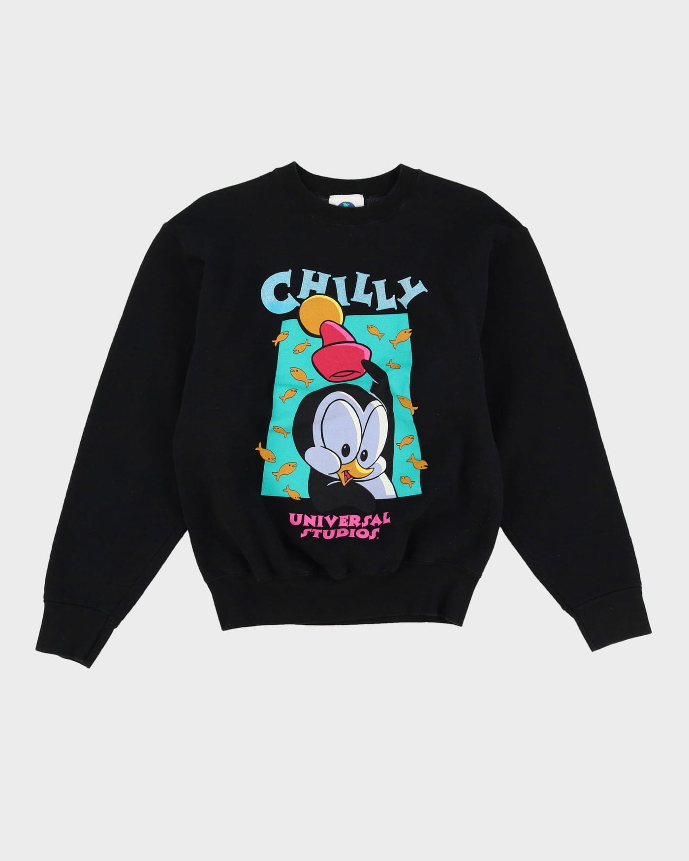 Vintage 1997 Universal Studios 'Chilly Willy' Penguin Black Graphic Sweatshirt - M