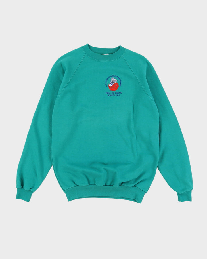 Vintage 1990 Badminton Association Of England Green Graphic Sweatshirt - M