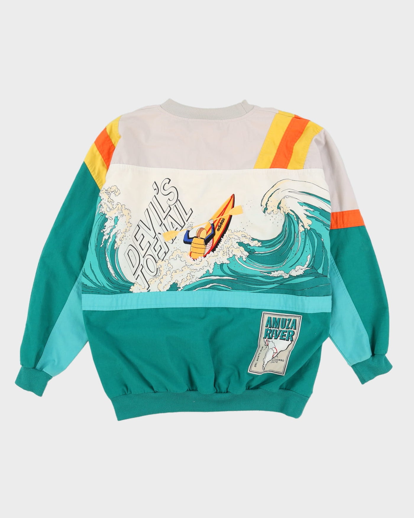 Vintage 90s Adidas All Over Print Devil's Toenail Amuza River Graphic Sweatshirt - L