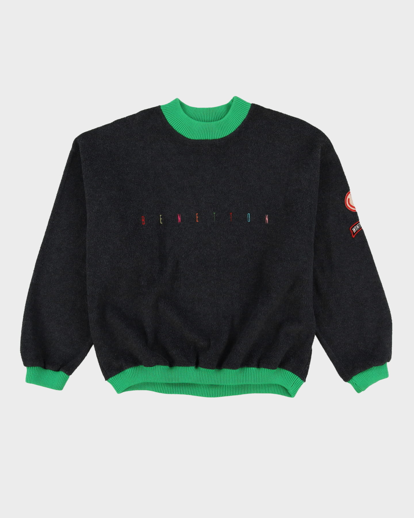 Vintage 80s Benetton Grey Fleece Style Oversized Sweatshirt - L