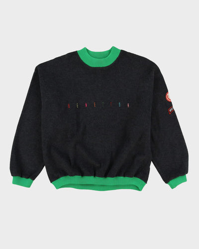 Vintage 80s Benetton Grey Fleece Style Oversized Sweatshirt - L