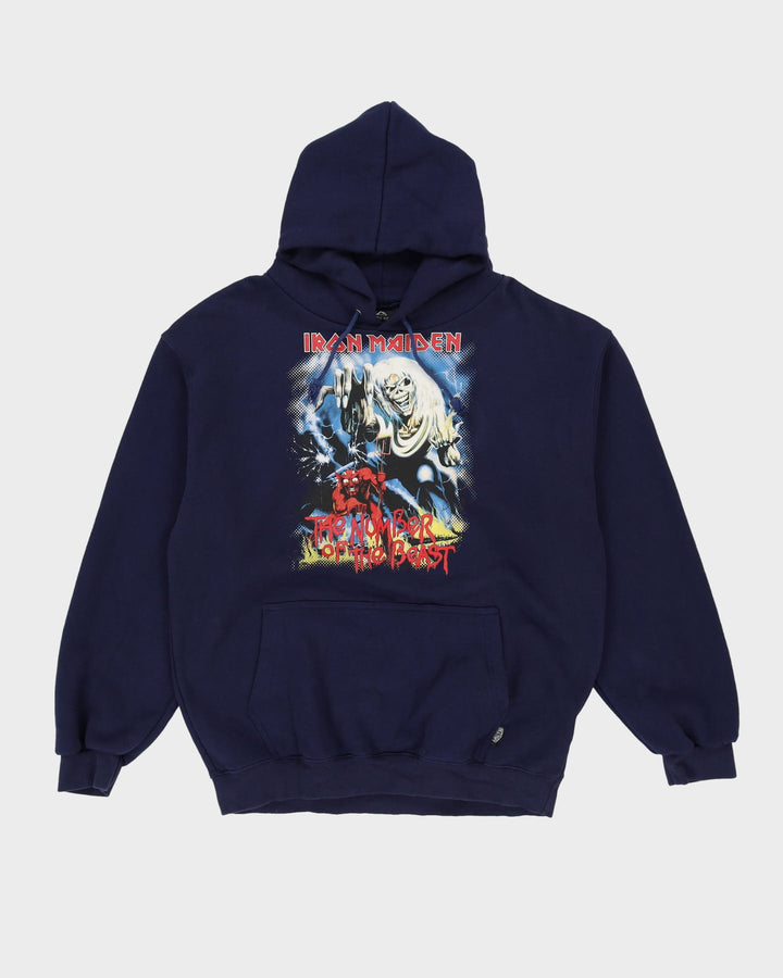 Iron Maiden The Number Of The Beast Navy Oversized Hoodie - L / XL
