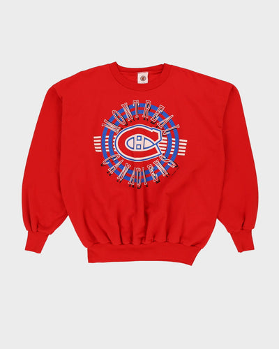 Vintage 1993 Montreal Canadians NHL Red Graphic Sweatshirt - L