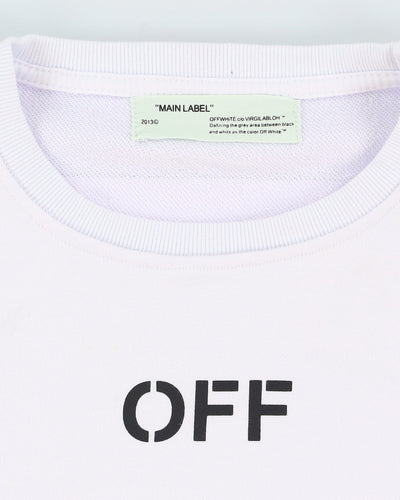 Off-White Floral Classic Logo Design White Sweatshirt - L
