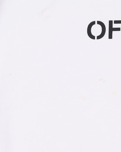 Off-White Floral Classic Logo Design White Sweatshirt - L