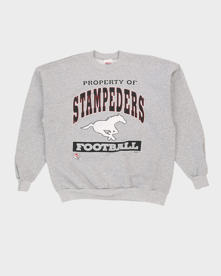 90s Property Of Stampeders Football CFL Grey Sweatshirt - XL