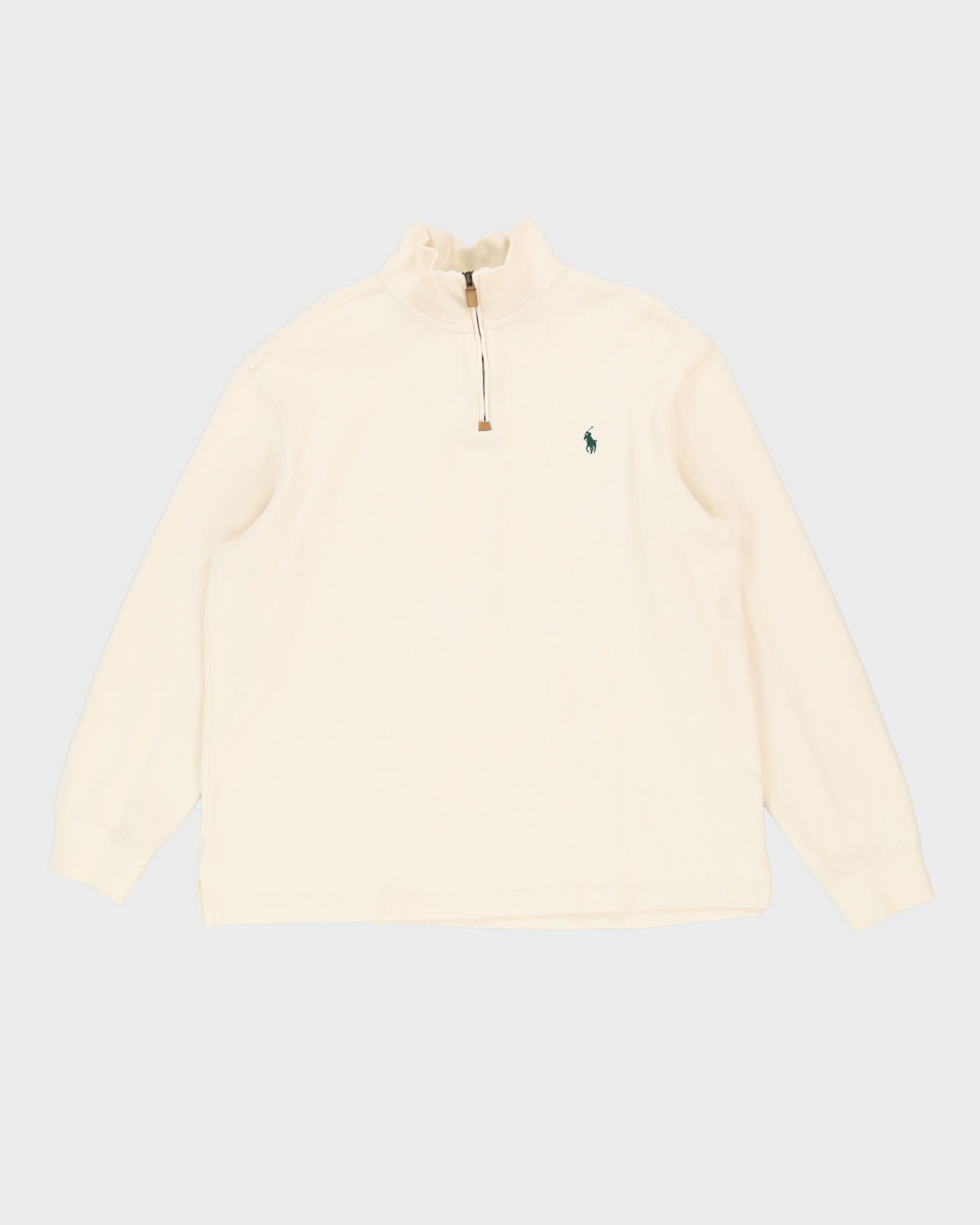 Ralph Lauren Cream Quarter-Zip Sweatshirt - L