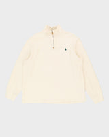 Ralph Lauren Cream Quarter-Zip Sweatshirt - L