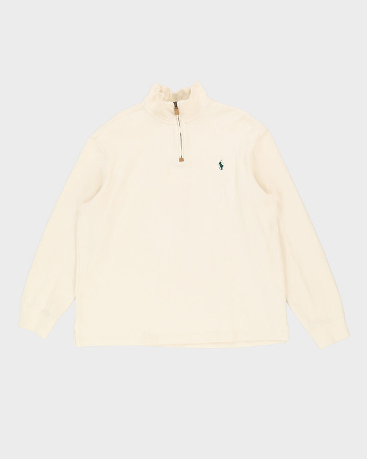 Ralph Lauren Cream Quarter-Zip Sweatshirt - L