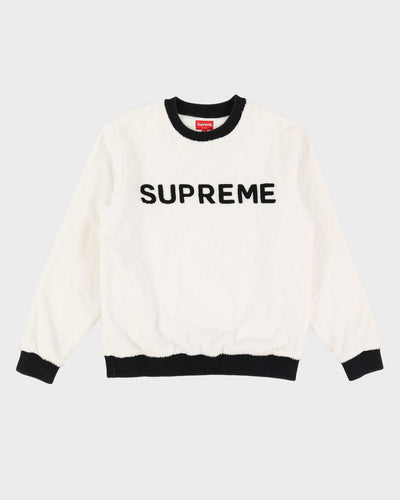 Supreme White Towel Terry Sweatshirt