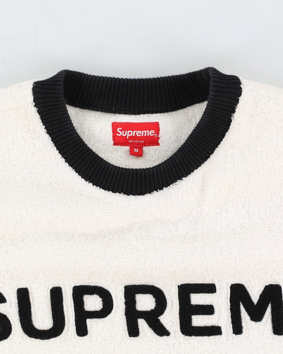 Supreme White Towel Terry Sweatshirt