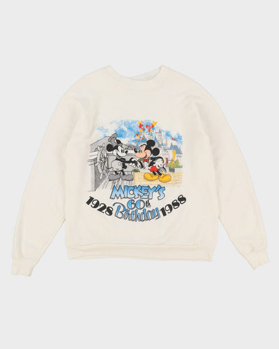 Vintage 1988 Disney Mickey's 60th Birthday White Graphic Sweatshirt - M