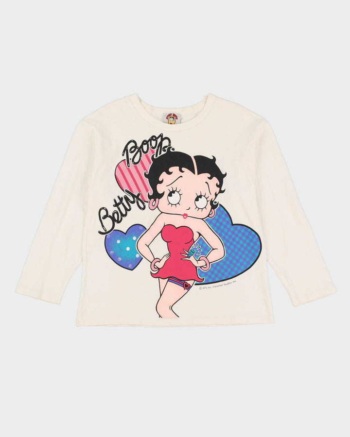 Vintage 90s Betty Boop White Graphic Oversized Sweatshirt - S