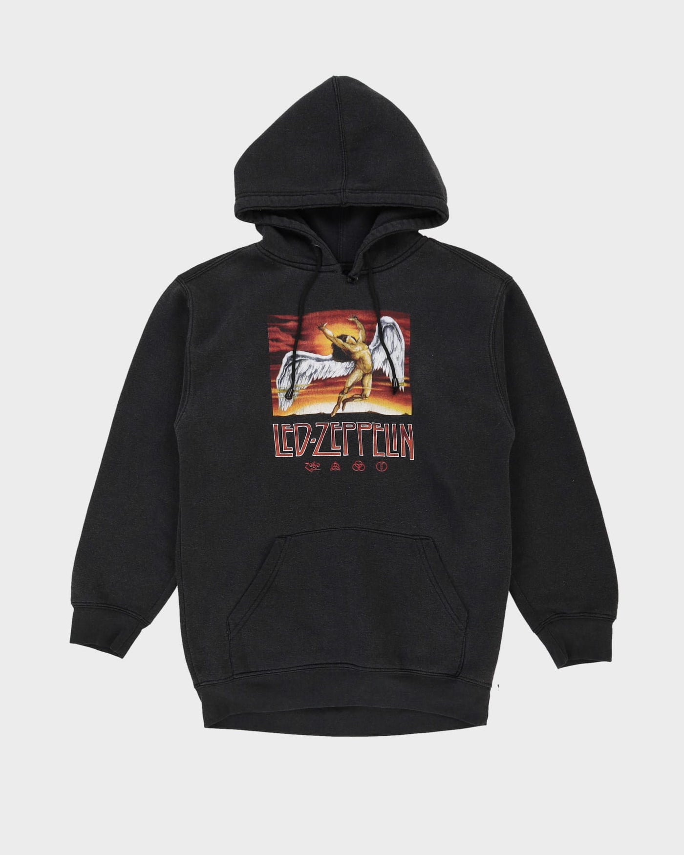 00s Led Zeppelin Faded Black Band Hoodie - M