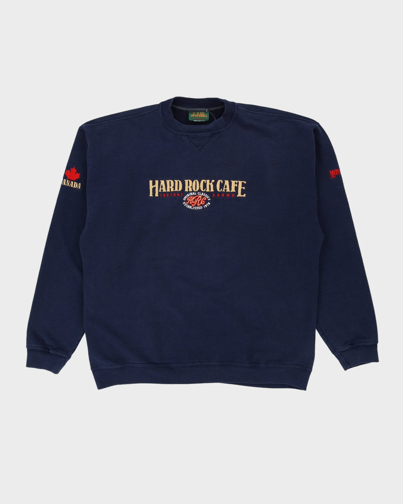 Vintage 90s Hard Rock Cafe Instant Karma Navy Sweatshirt - XL