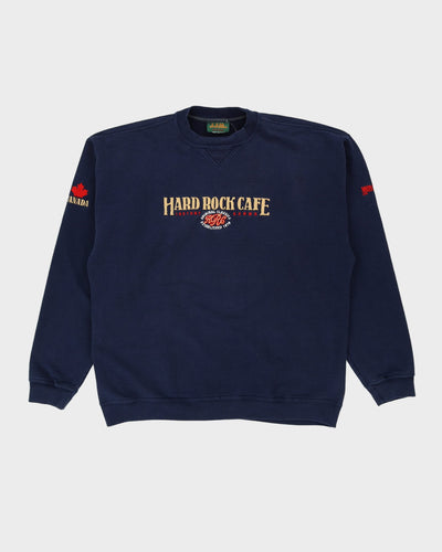 Vintage 90s Hard Rock Cafe Instant Karma Navy Sweatshirt - XL