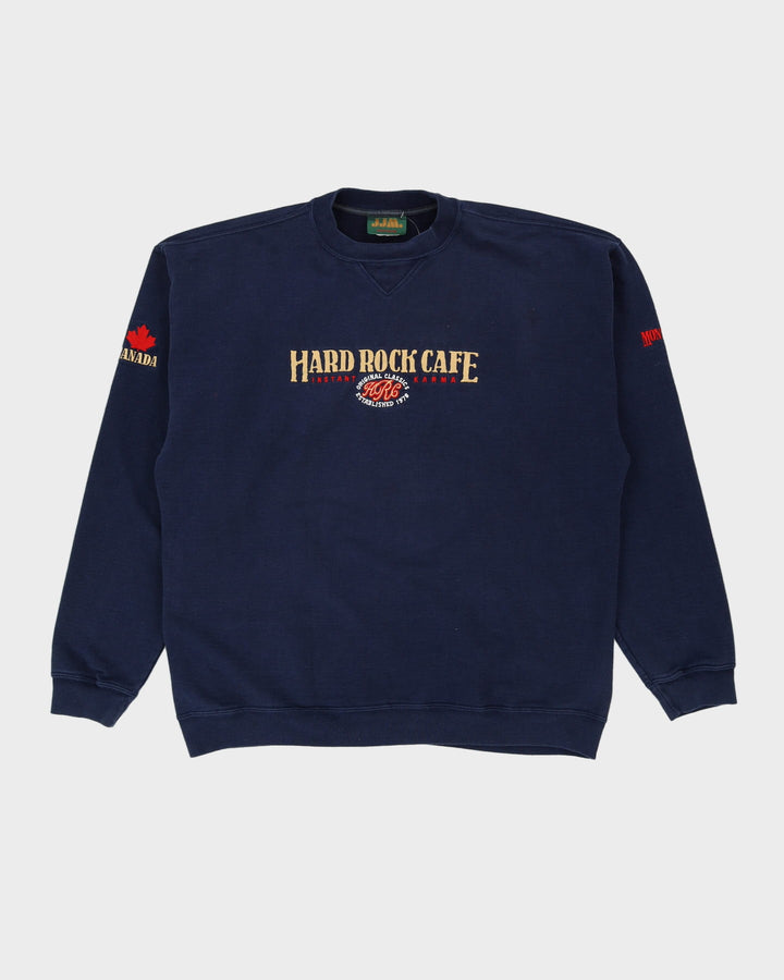 Vintage 90s Hard Rock Cafe Instant Karma Navy Sweatshirt - XL