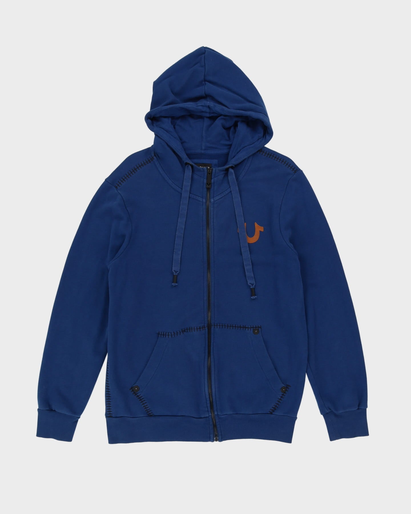 True Religion Blue Full-Zip Oversized Hoodie - XL