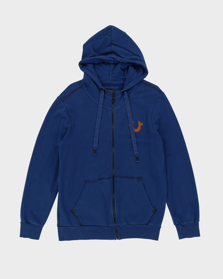 True Religion Blue Full-Zip Oversized Hoodie - XL