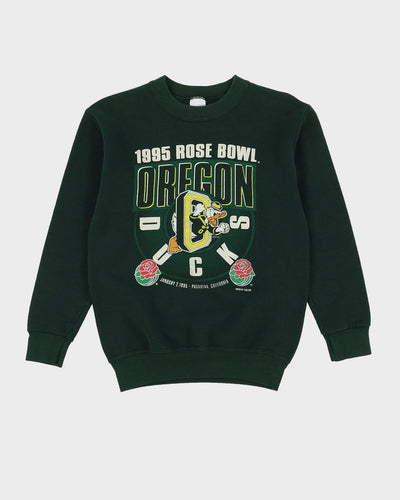 Vintage 1995 Salem Sportswear Rose Bowl Oregon Ducks Green Graphic Sweatshirt - XXS