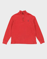 Ralph Lauren Pink Quarter-Zip Sweatshirt - M