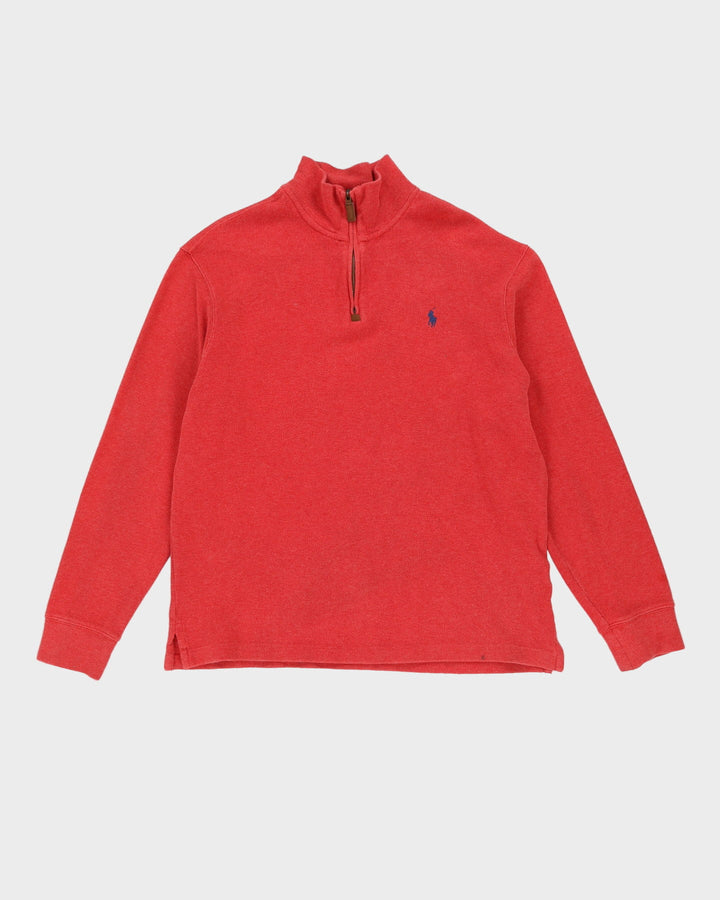 Ralph Lauren Pink Quarter-Zip Sweatshirt - M